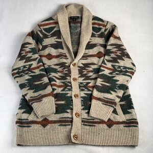 Ethan Pierce Mens XL Southwestern Aztec Shawl Collar Wool Blend Cardigan Sweater